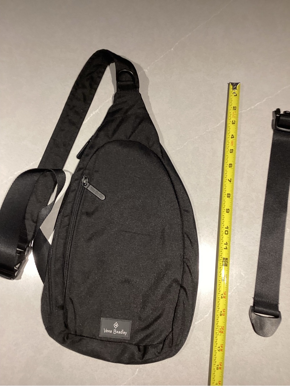 Vera Bradley Black Nylon Sling Bag Crossbody with Strap Extender - Picture 2 of 6